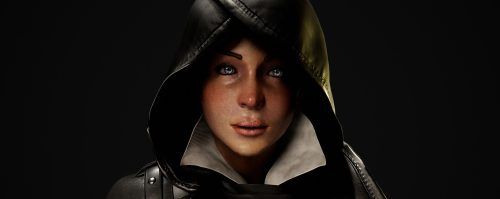 Modelado 3d de mujer con capucha