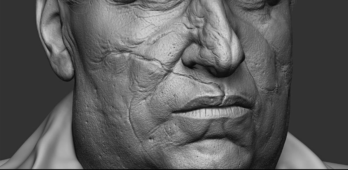 Detalle de rostro modelado en 3D por la alumna Ángela Páramo
